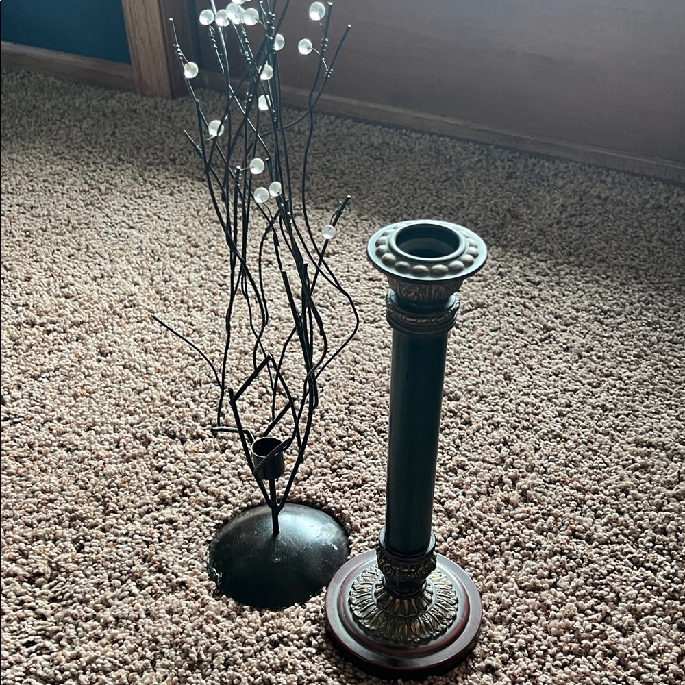 Elegant Green and Gold Candle Holder